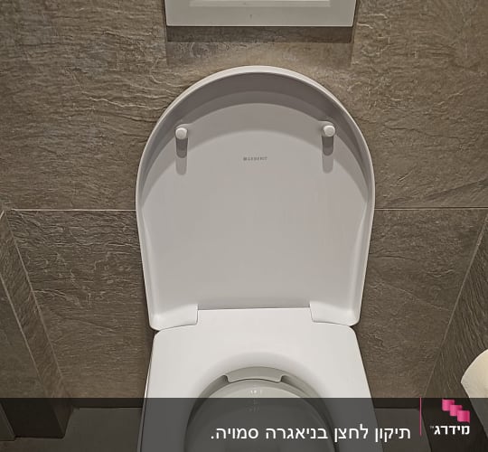 אסלה עם לחצני הדחה על הקיר